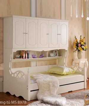 Giường tủ MS 8978 Size : giường 1m2 + tủ kệ sách  Giá : 10.500.000