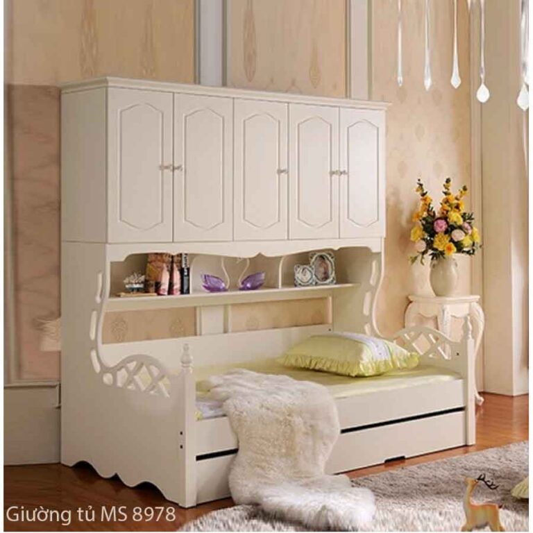 Giường tủ MS 8978 Size : giường 1m2 + tủ kệ sách  Giá : 10.500.000