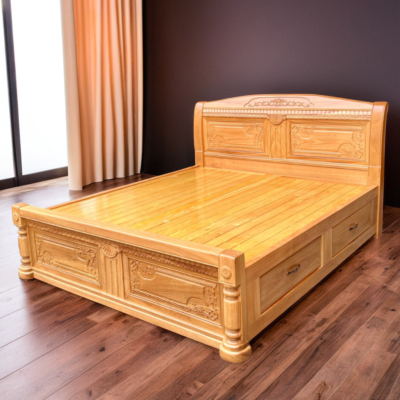 Giường Gỗ Gõ Đỏ Cao Cấp 2 Ngăn Kéo MS 3184