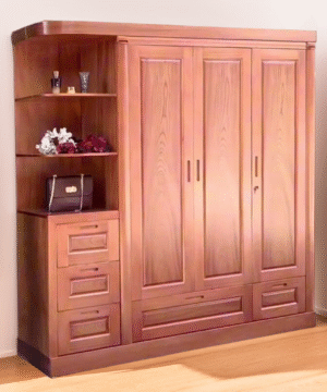Tủ quần áo gỗ xoan đào có kệ trang trí MS 3181