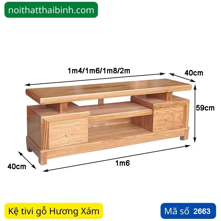 Tủ kệ tivi gỗ Hương Xám MS 2663 - Ảnh 4