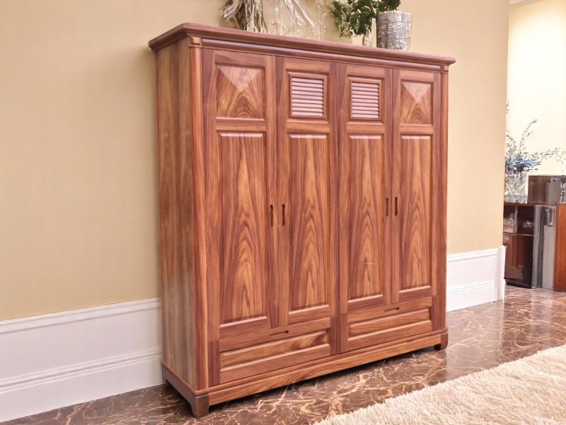Mẫu tủ quần áo gỗ tự nhiên 5 cánh