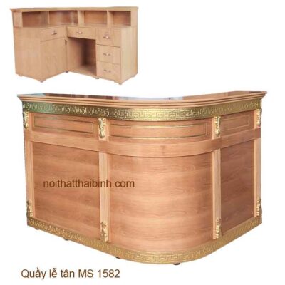 Quầy lễ tân bo góc chất lượng MS 1582 Giá bán= 15,500,000đ giảm còn= 13,500,000đ