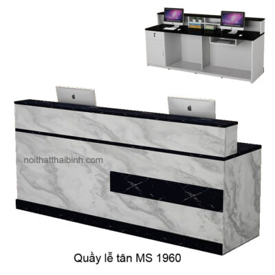 Quầy lễ tân hiện đại vân đá MS 1960