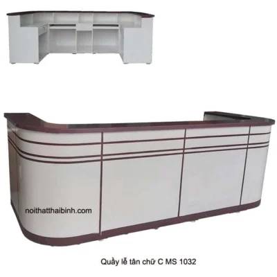 Quầy lễ tân chữ C  dài 3 mét MS 1032 Giá bán= 13.500.000 đ