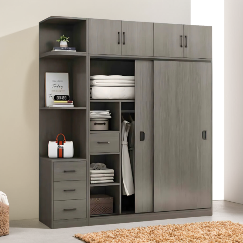 Tủ Áo 2 Tầng cửa lùa có kệ trang trí MS 3196 - Hình ảnh 2