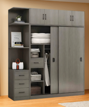 Tủ Áo 2 Tầng cửa lùa có kệ trang trí MS 3196