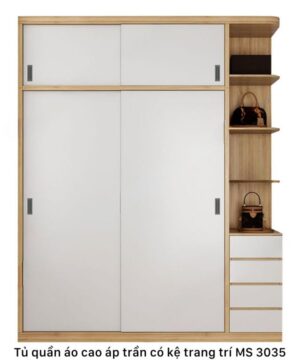 Tủ quần áo 2 tầng có kệ trang trí MS 3035