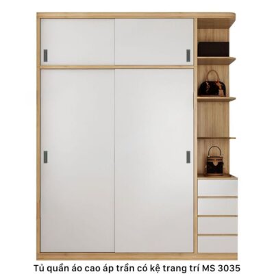 Tủ quần áo 2 tầng có kệ trang trí MS 3035