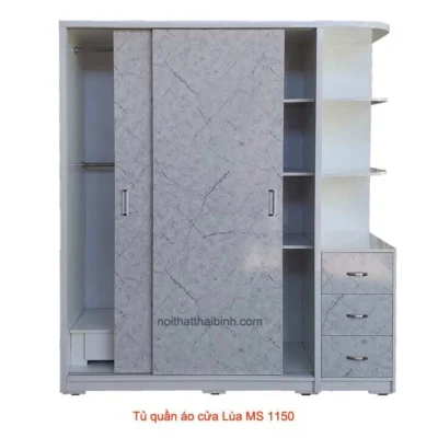 Tủ quần áo cửa lùa vân đá MS 1150 Giá bán= 9.500.000đ giảm còn= 8.500.000đ