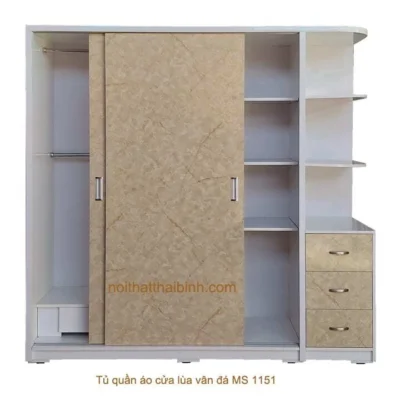 Tủ quần áo cửa lùa vân đá MS 1151 Giá bán = 11.500.000đ giảm còn= 9.500.000đ