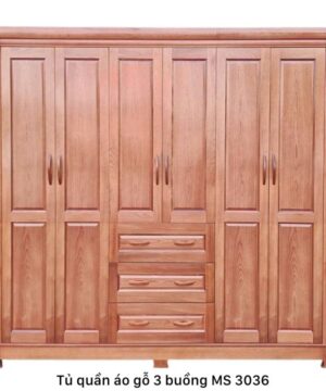 Tủ quần áo 3 buồng gỗ xoan đào MS 3036