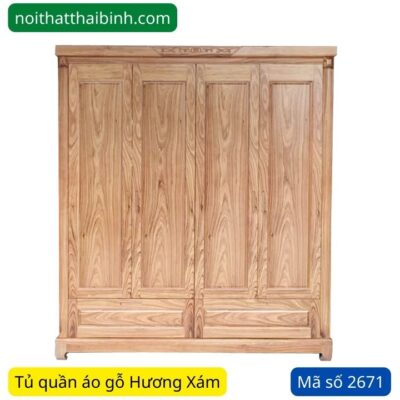Tủ quần áo gỗ Hương Xám 4 cánh MS 2671