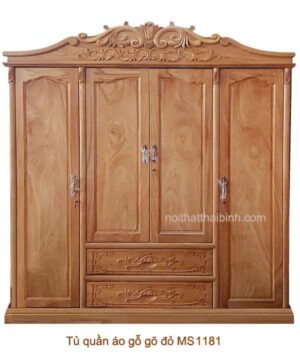Tủ quần áo gỗ gõ đỏ 2m MS 1181 Giá bán = 39.000.000 đ Giản còn 34.000.000 đ