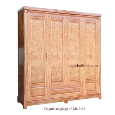 Tủ quần áo gỗ gõ 4 cánh MS 2458