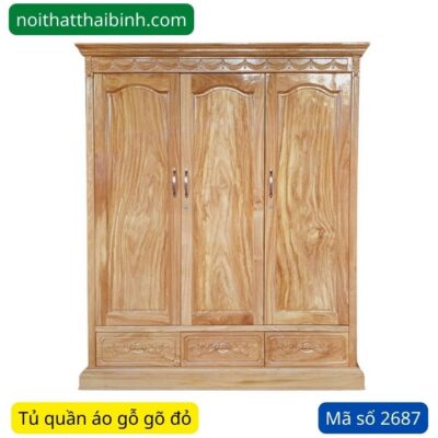 Tủ quần áo gỗ gõ đỏ MS 2687