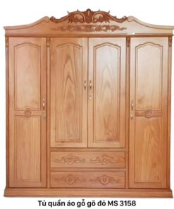 Tủ áo gõ đỏ tự nhiên cao cấp MS 3158