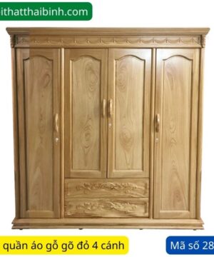 Tủ áo gỗ gõ đỏ 4 cánh MS 2840