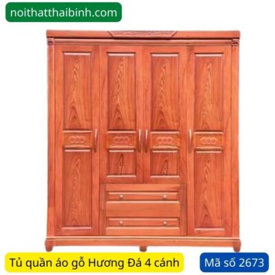 Tủ quần áo gỗ Hương Đá 4 cánh MS 2673