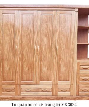 Tủ quần áo gỗ đinh hương có kệ trang trí MS 3034