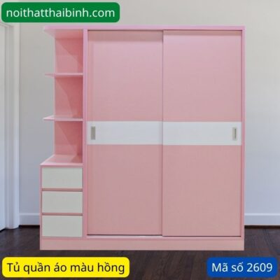 Tủ quần áo màu hồng MS 2609