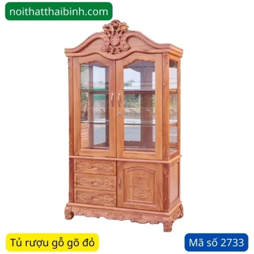 Tủ rượu gõ đỏ 1m2 MS 2733