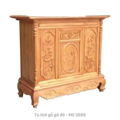 Tủ thờ bằng gỗ gõ đỏ MS 2689 | GIAO HỎA TỐC TPHCM