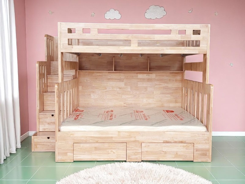 Giường tầng có bàn học phía dưới