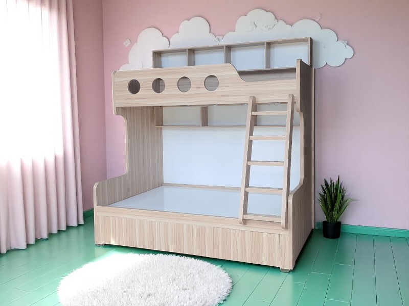 Giường tầng có cầu trượt cho bé gái