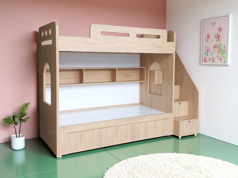 Giường tầng gỗ tự nhiên cho bé