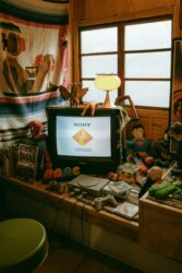 Vintage room with a classic sony playstation.