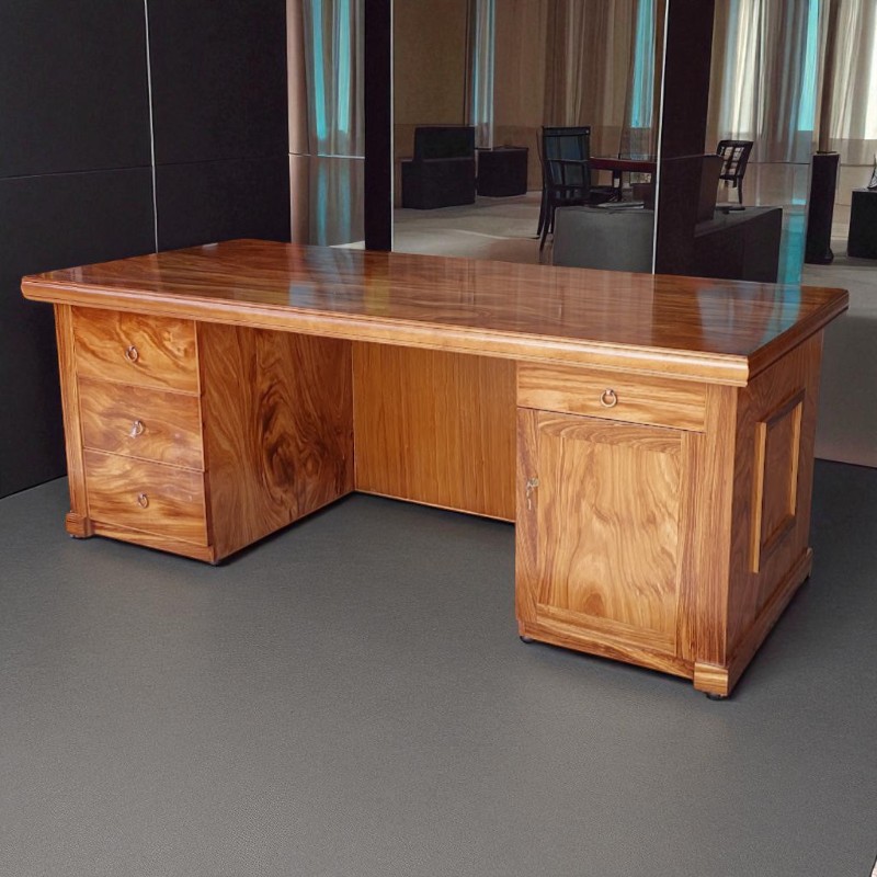 Bàn làm việc gỗ tự nhiên vân hương xám MS 3255 - Hình ảnh 2