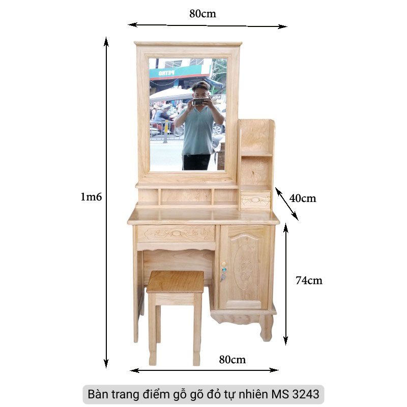 Bàn trang điểm gỗ gõ đỏ MS 3243 - Hình ảnh 4