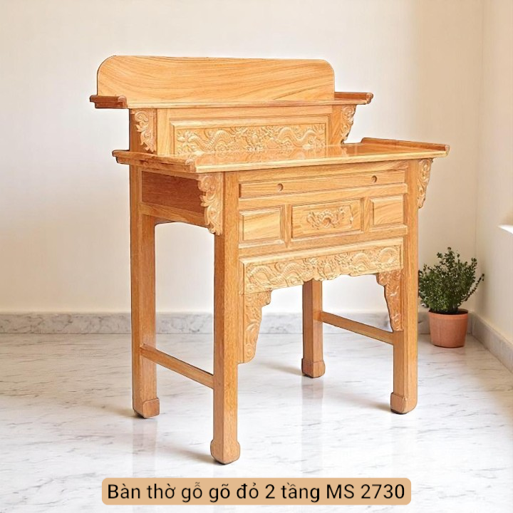 Bàn thờ gỗ gõ đỏ 2 tầng MS 2730 | GIAO HỎA TỐC TPHCM