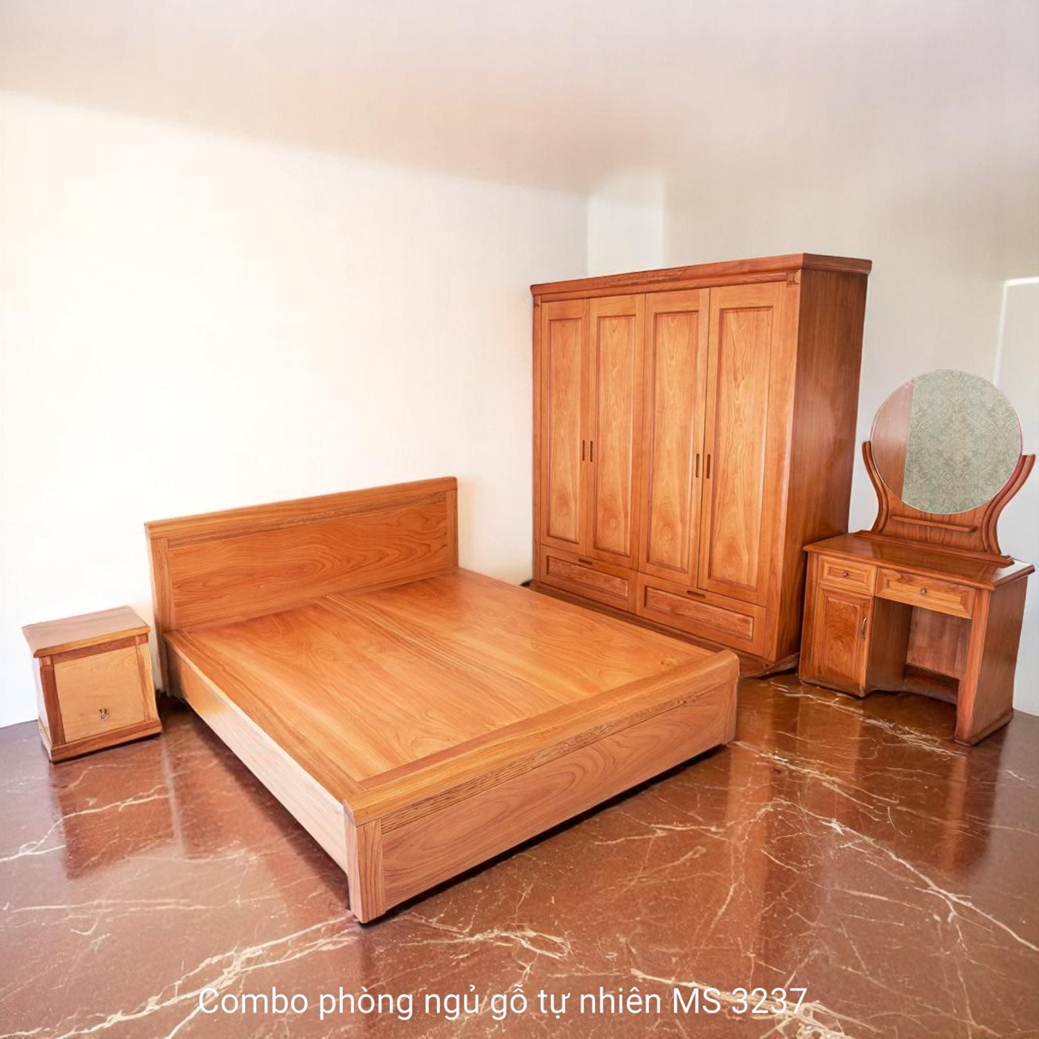 Combo giường tủ bàn trang điểm gỗ tự nhiên MS 3237 - Hình ảnh 5