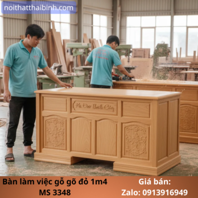 Bàn làm việc gỗ gõ đỏ 1m4 MS 3348 1
