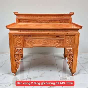 Bàn cúng 2 tầng gỗ hương đá MS 3336