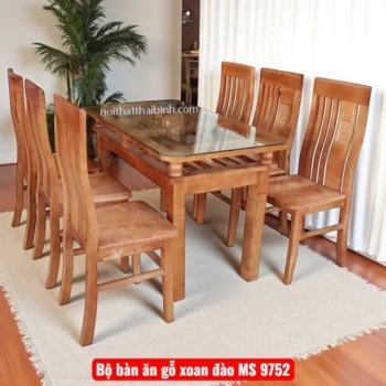 Bộ bàn ăn gỗ xoan đào MS 9752