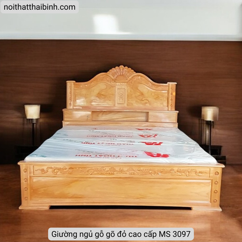 Giường ngủ gỗ gõ đỏ cao cấp MS 3097 - Ảnh 6