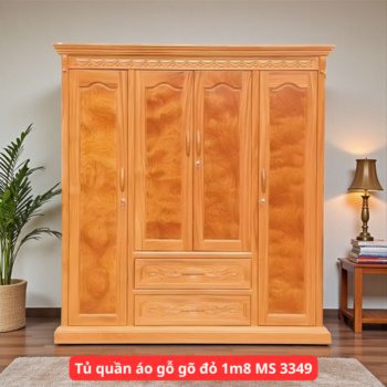 Tủ quần áo gỗ gõ đỏ 1m8 MS 3349