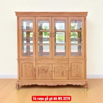 Tủ rượu gỗ gõ đỏ 4 cửa MS 3278