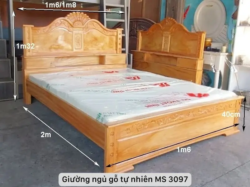 Giường ngủ gỗ gõ đỏ cao cấp MS 3097 - Ảnh 4