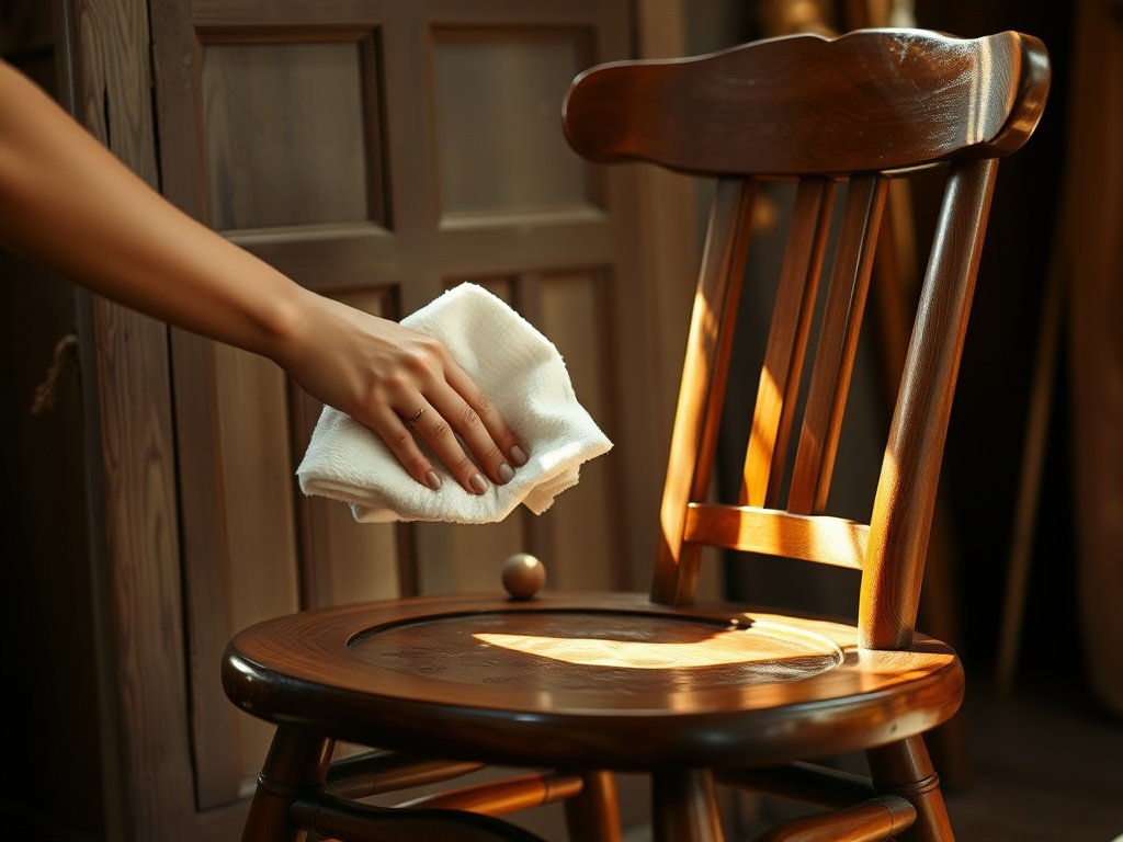 Ghế gỗ truyền thống sạch sẽ trong ánh sáng tự nhiên