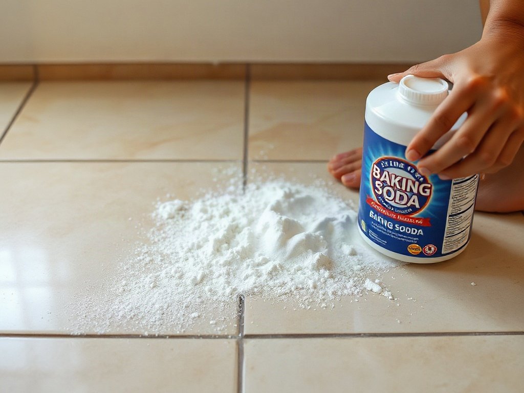 Baking soda được rắc lên sàn gạch bởi người Việt để làm sạch.