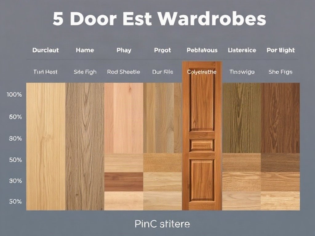 Biểu đồ so sánh gỗ làm tủ quần áo 5 cánh về độ bền và thẩm mỹ