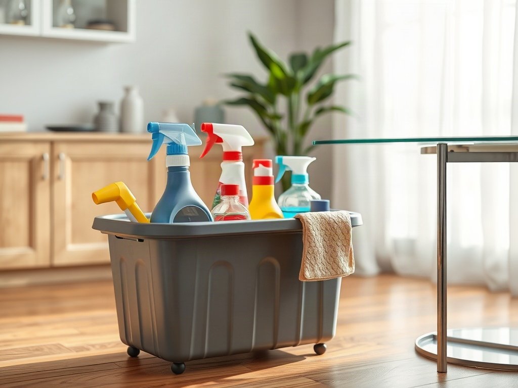 Bộ dụng cụ vệ sinh cạnh bàn trà kính