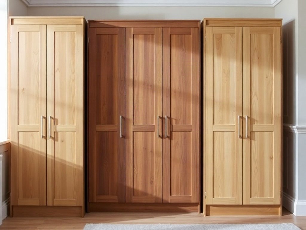 Các mẫu hoàn thiện gỗ tự nhiên cho tủ 5 cánh trong phòng sáng