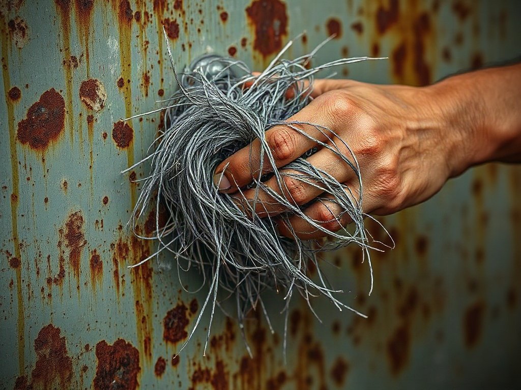 Các sử dụng len thép trên bề mặt kim loại rỉ sét
