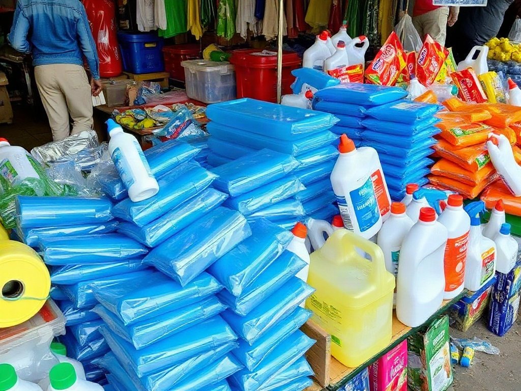 Chợ Việt với đồ nhựa sạch sau khi tẩy keo