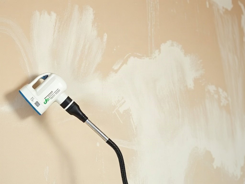 Chuyên gia làm sạch dùng máy hút bụi bức tranh lớn